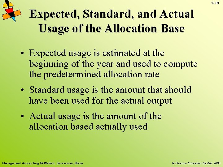 12 -34 Expected, Standard, and Actual Usage of the Allocation Base • Expected usage