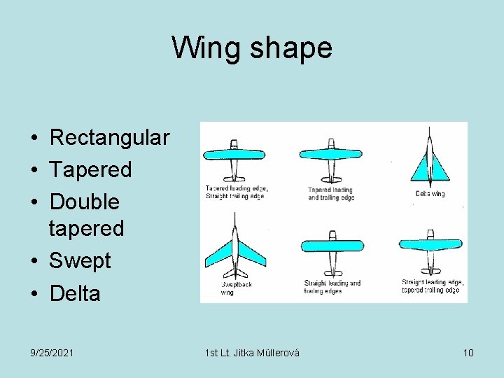 Wing shape • Rectangular • Tapered • Double tapered • Swept • Delta 9/25/2021