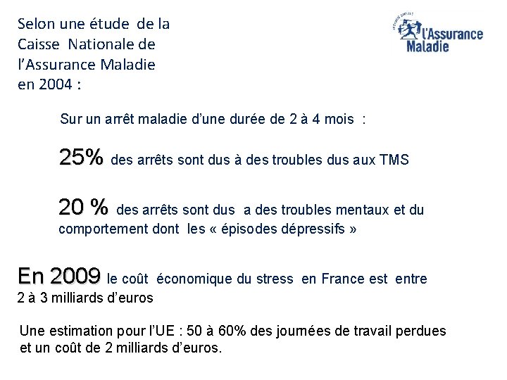 Selon une étude de la Caisse Nationale de l’Assurance Maladie en 2004 : Sur