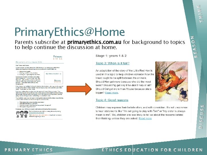 NK THI DISCUS S Parents subscribe at primaryethics. com. au for background to topics