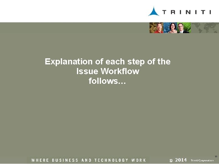 Explanation of each step of the Issue Workflow follows… 11 