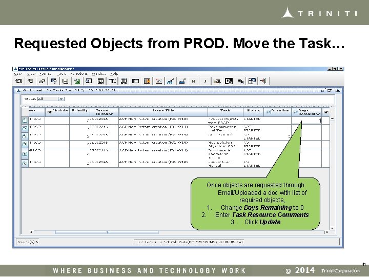 Requested Objects from PROD. Move the Task… Once objects are requested through Email/Uploaded a