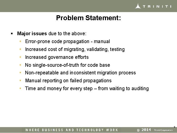 Problem Statement: § Major issues due to the above: • Error-prone code propagation -