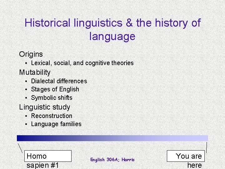 Historical linguistics & the history of language Origins • Lexical, social, and cognitive theories