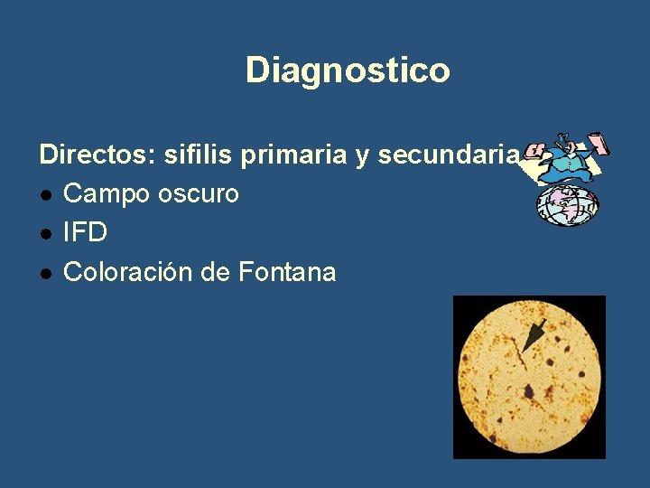 Diagnostico Directos: sifilis primaria y secundaria l Campo oscuro l IFD l Coloración de