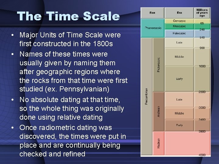 The Time Scale • Major Units of Time Scale were first constructed in the