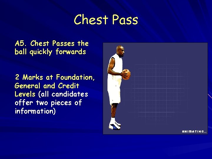 Chest Pass A 5. Chest Passes the ball quickly forwards 2 Marks at Foundation,