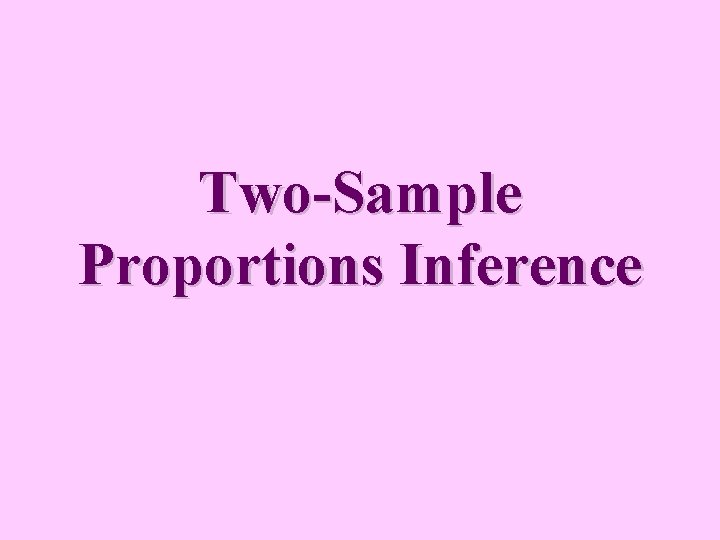 Two-Sample Proportions Inference 