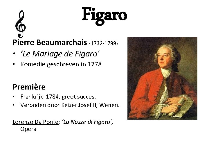 Figaro Pierre Beaumarchais (1732 -1799) • ‘Le Mariage de Figaro’ • Komedie geschreven in