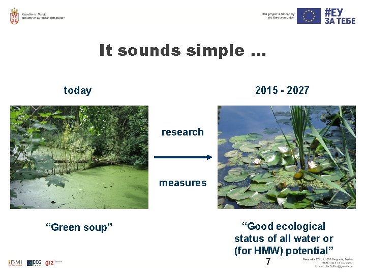 It sounds simple … today 2015 - 2027 research measures “Green soup” “Good ecological