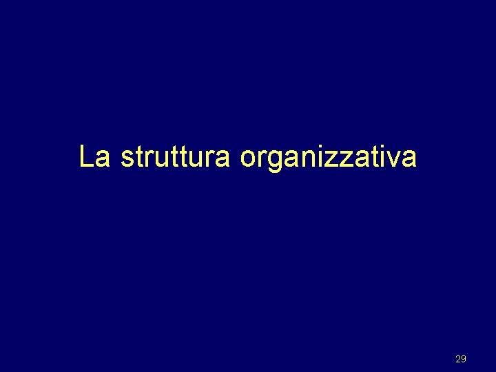 La struttura organizzativa 29 