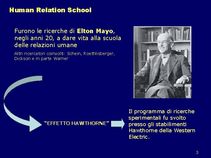 Human Relation School Furono le ricerche di Elton Mayo, Mayo negli anni 20, a