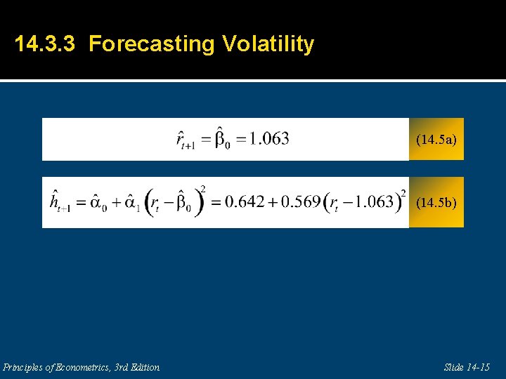 14. 3. 3 Forecasting Volatility (14. 5 a) (14. 5 b) Principles of Econometrics,