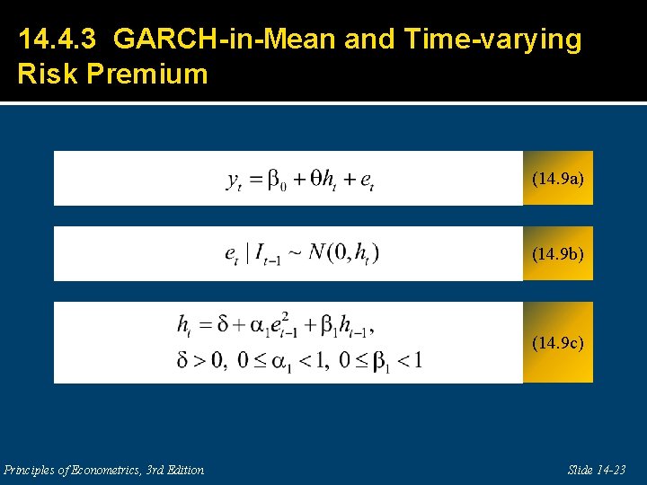 14. 4. 3 GARCH-in-Mean and Time-varying Risk Premium (14. 9 a) (14. 9 b)