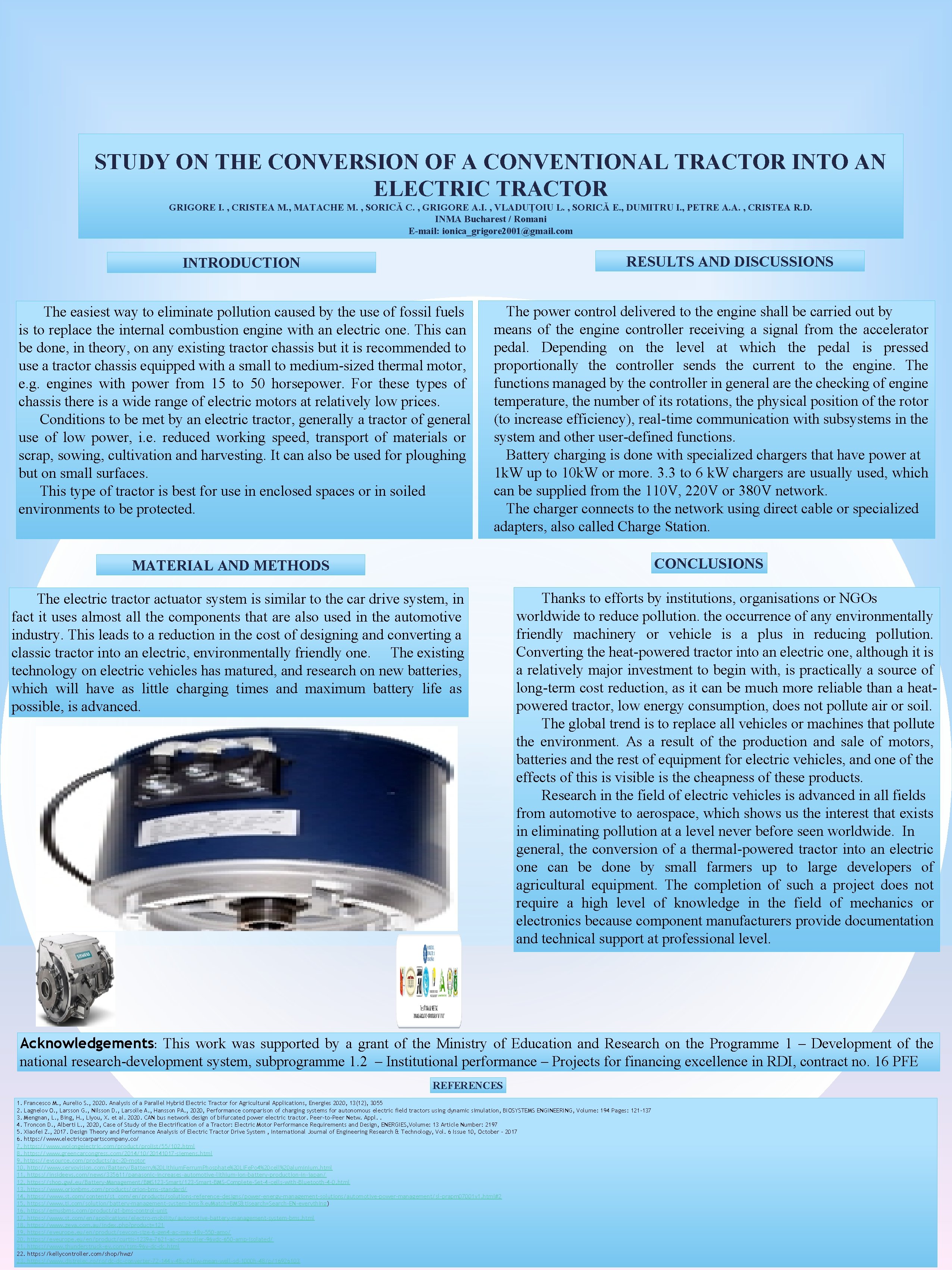 STUDY ON THE CONVERSION OF A CONVENTIONAL TRACTOR INTO AN ELECTRIC TRACTOR GRIGORE I.