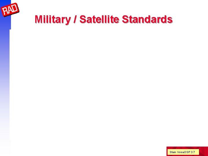 Military / Satellite Standards Stein Voice. DSP 3. 7 