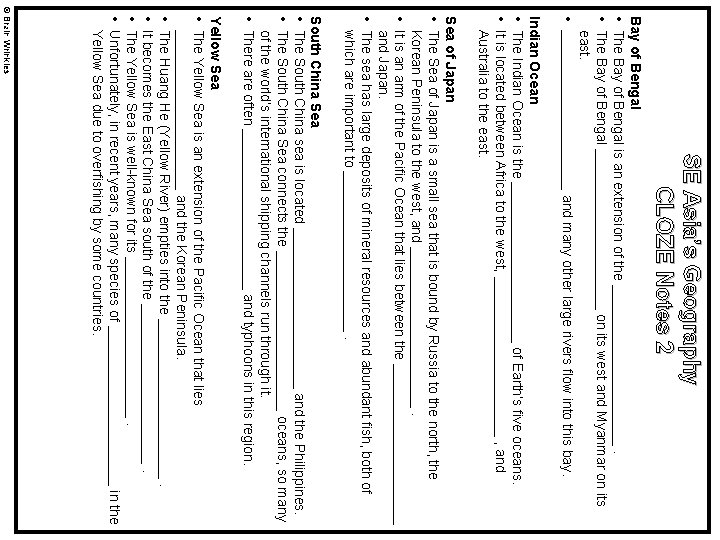 SE Asia’s Geography CLOZE Notes 2 Bay of Bengal • The Bay of Bengal