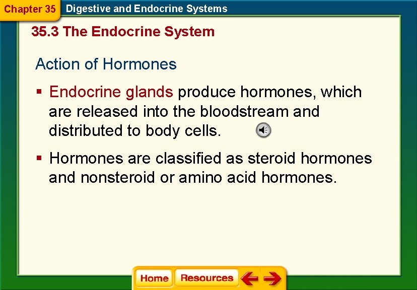 Chapter 35 Digestive and Endocrine Systems 35. 3 The Endocrine System Action of Hormones