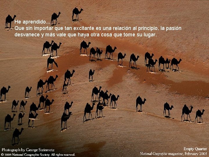 He aprendido. . . Que sin importar que tan excitante es una relación al