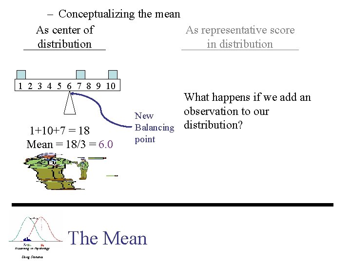 – Conceptualizing the mean As center of As representative score distribution in distribution 1 – Conceptualizing the mean As center of As representative score distribution in distribution 1