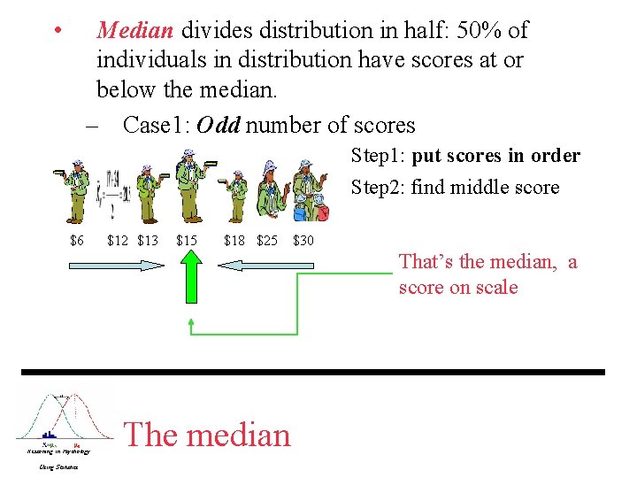 • Median divides distribution in half: 50% of individuals in distribution have scores • Median divides distribution in half: 50% of individuals in distribution have scores