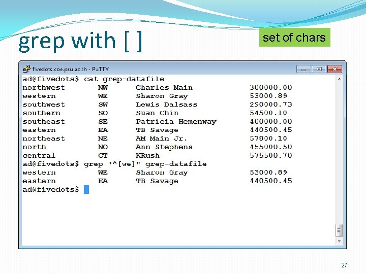 grep with [ ] set of chars 27 