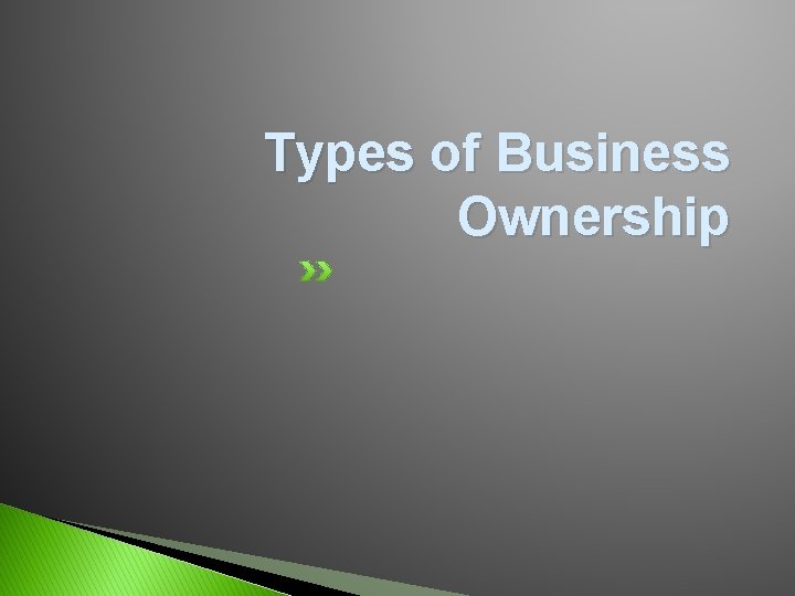 Types of Business Ownership 
