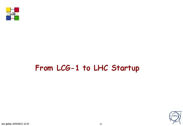 LCG From LCG-1 to LHC Startup last update 24/09/2021 22: 39 17 