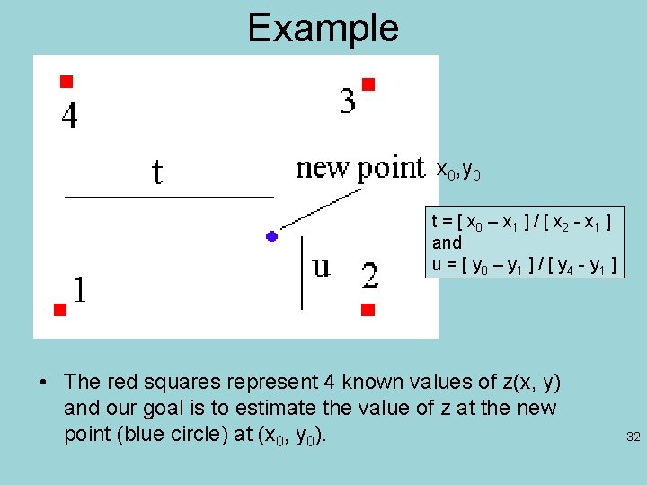 Example x 0, y 0 t = [ x 0 – x 1 ]