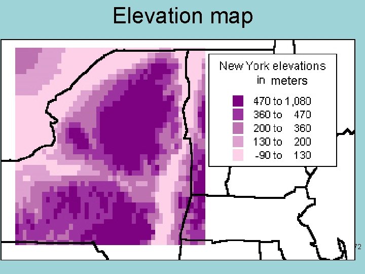 Elevation map meters 72 