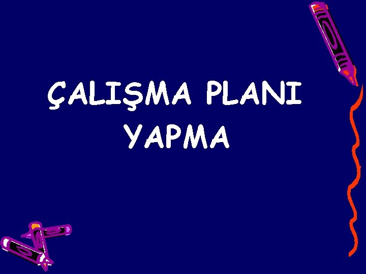 ÇALIŞMA PLANI YAPMA 