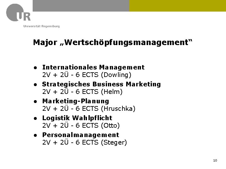 Major „Wertschöpfungsmanagement“ ● Internationales Management 2 V + 2Ü - 6 ECTS (Dowling) ●