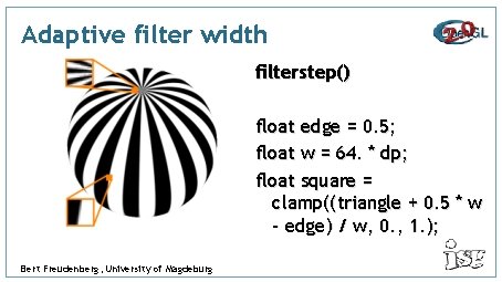 Adaptive filter width filterstep() float edge = 0. 5; float w = 64. *
