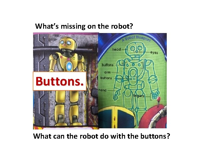 What’s missing on the robot? Buttons. What can the robot do with the buttons?