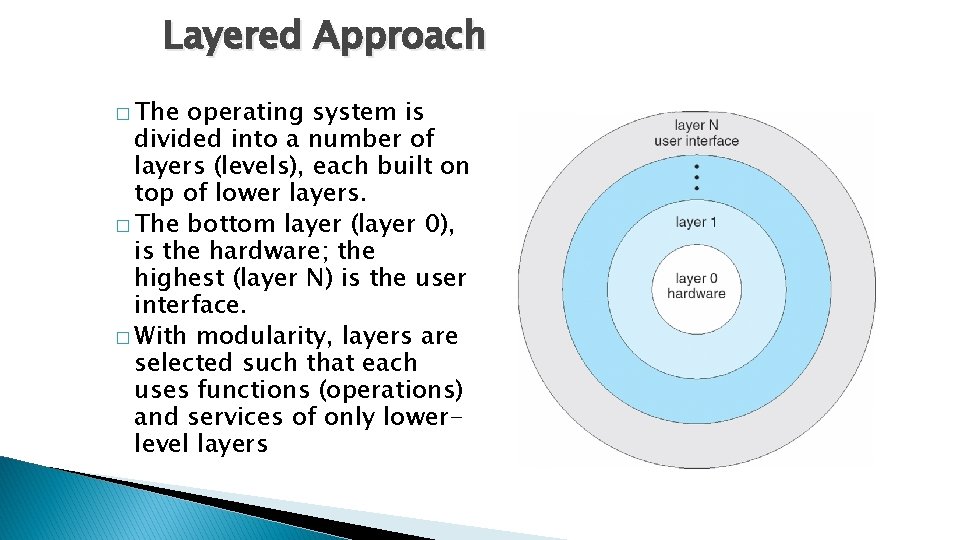 Layered Approach � The operating system is divided into a number of layers (levels),