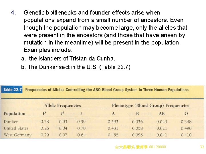 4. Genetic bottlenecks and founder effects arise when populations expand from a small number