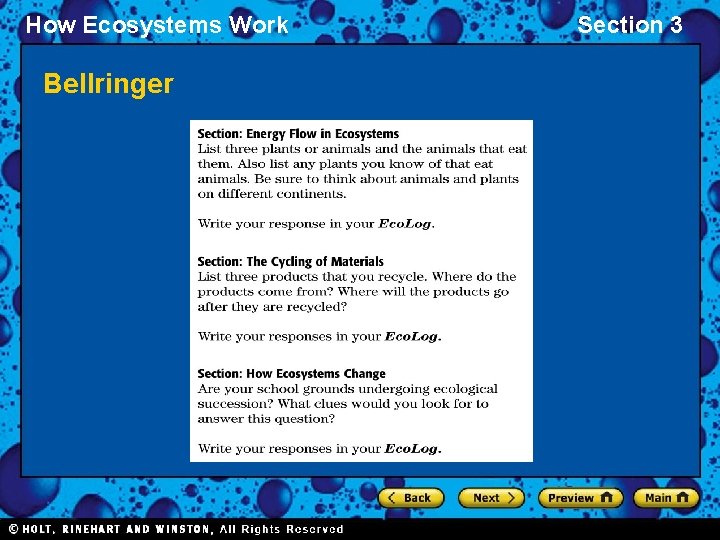 How Ecosystems Work Bellringer Section 3 
