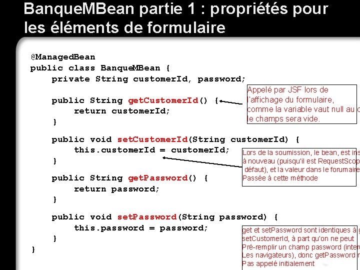 Banque. MBean partie 1 : propriétés pour les éléments de formulaire @Managed. Bean public