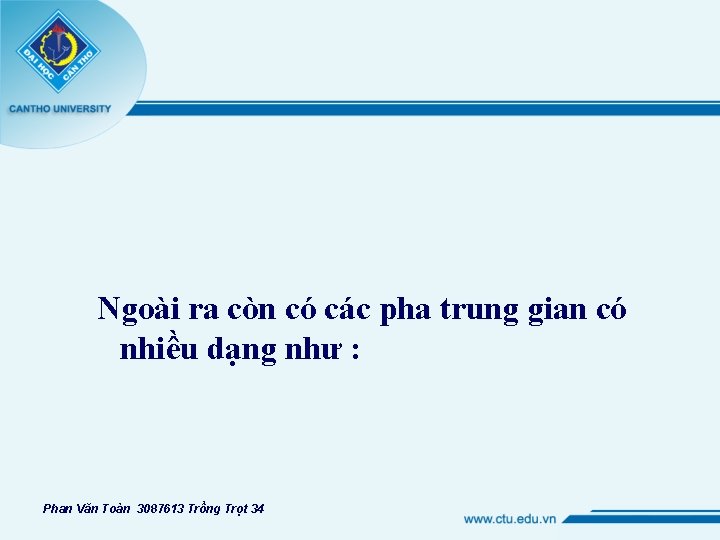 Ngoài ra còn có các pha trung gian có nhiều dạng như : Phan