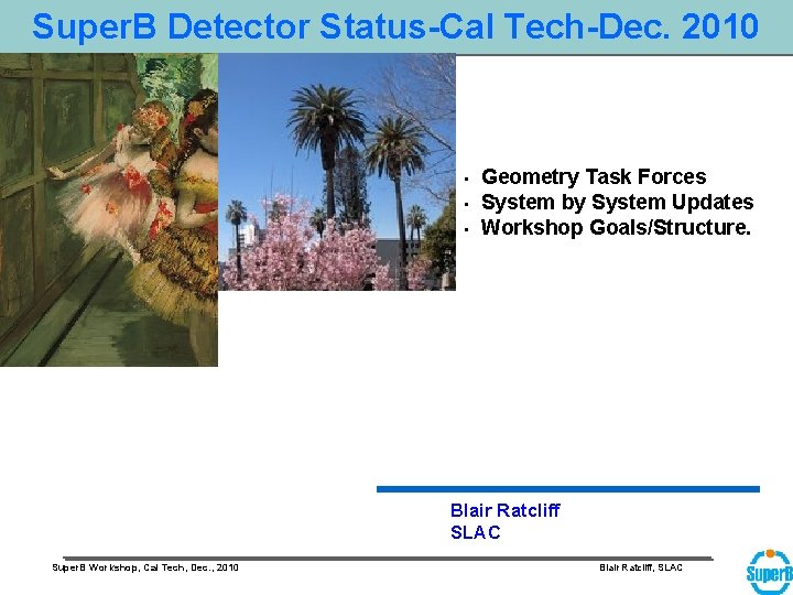 Super. B Detector Status-Cal Tech-Dec. 2010 • • • Geometry Task Forces System by