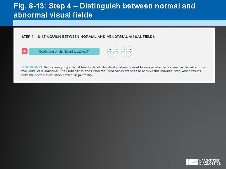 Fig. 8 -13: Step 4 – Distinguish between normal and abnormal visual fields 
