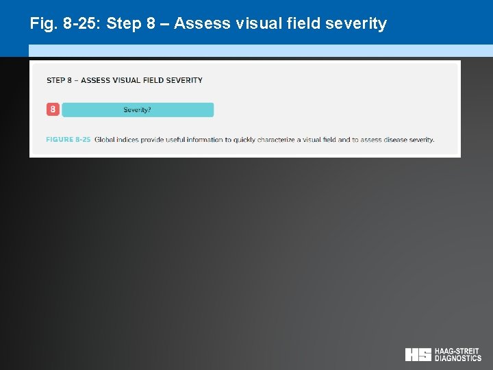 Fig. 8 -25: Step 8 – Assess visual field severity 