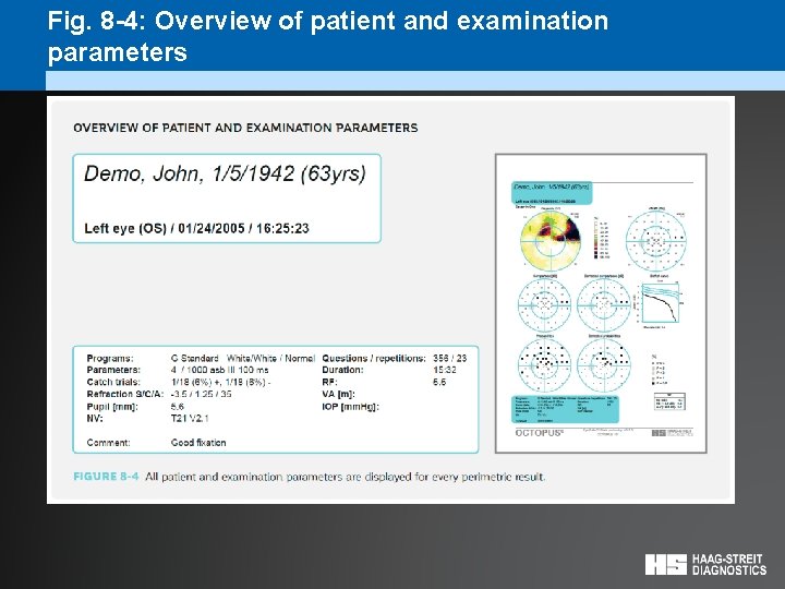 Fig. 8 -4: Overview of patient and examination parameters 