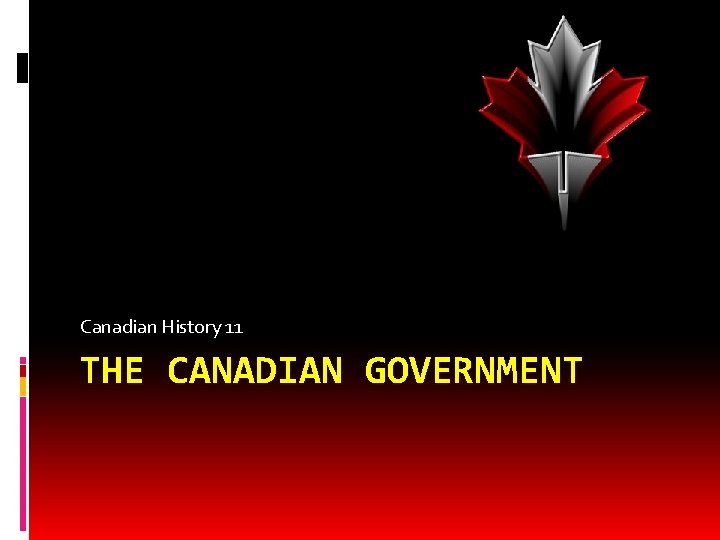 Canadian History 11 THE CANADIAN GOVERNMENT 