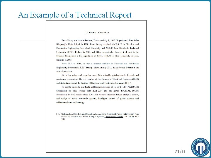 An Example of a Technical Report 21/11 
