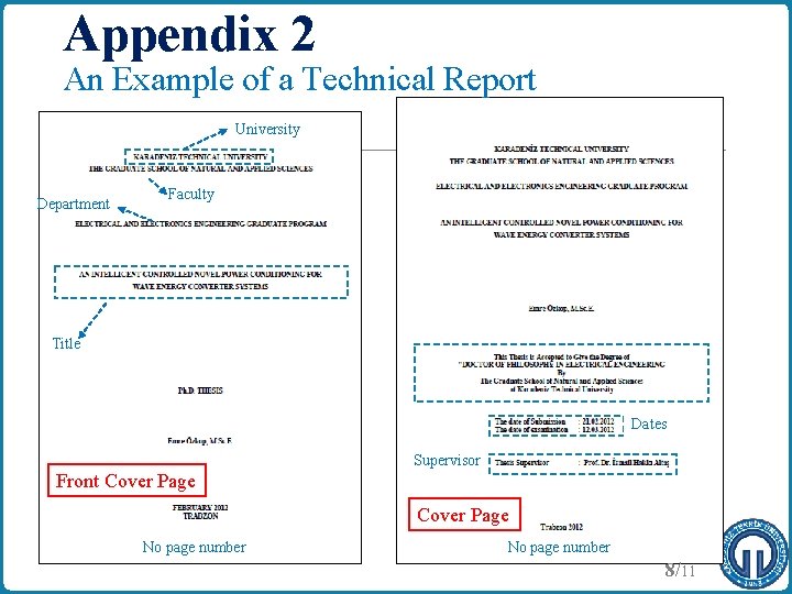 Appendix 2 An Example of a Technical Report University Department Faculty Title Dates Supervisor
