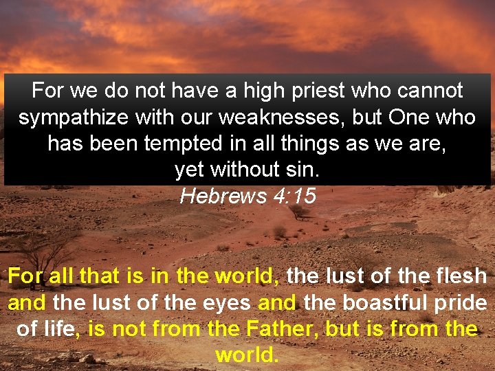 For we do not have a high priest who cannot sympathize with our weaknesses,