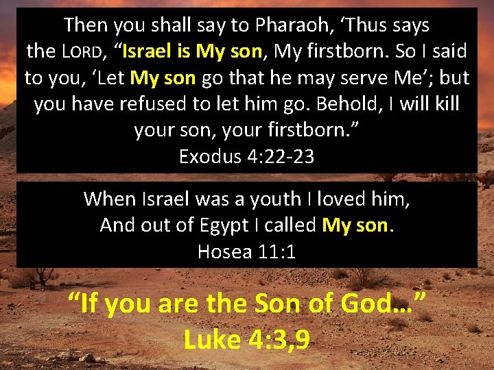 Then you shall say to Pharaoh, ‘Thus says the LORD, “Israel is My son,