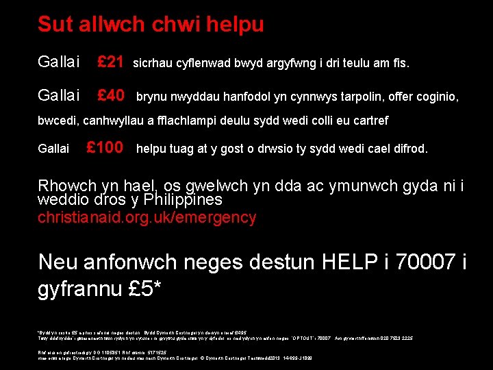 Sut allwch chwi helpu Gallai £ 21 sicrhau cyflenwad bwyd argyfwng i dri teulu