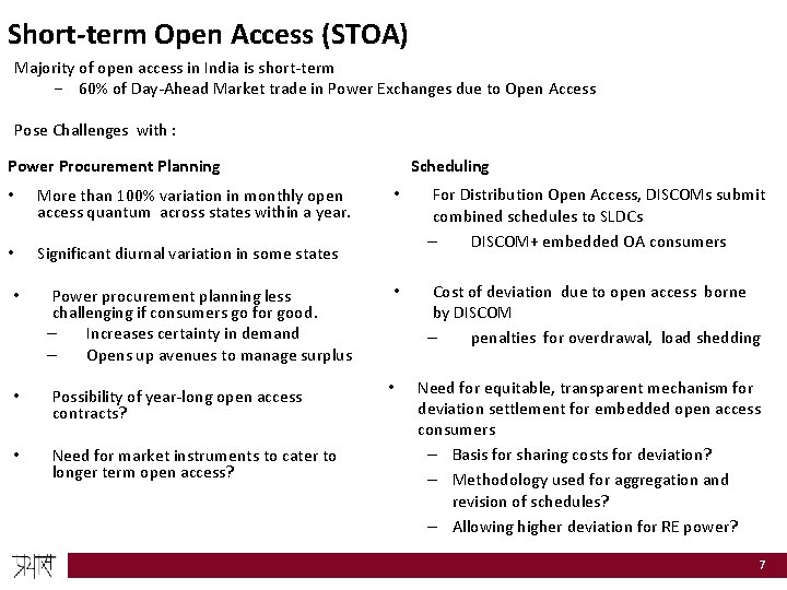 Short-term Open Access (STOA) Majority of open access in India is short-term − 60%